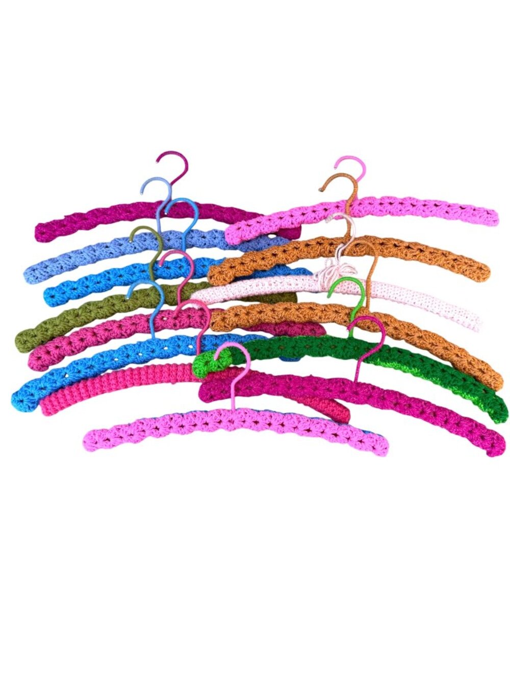Crocheted Colorful Clothes Hangers 15 Padded Multi Color Mix Retro Handmade